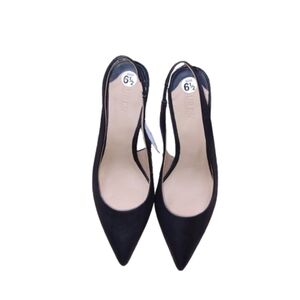 NWOB Lauren Ralph Lauren Black Lolah Slingback Kitten Heels Leather Size 6.5B
